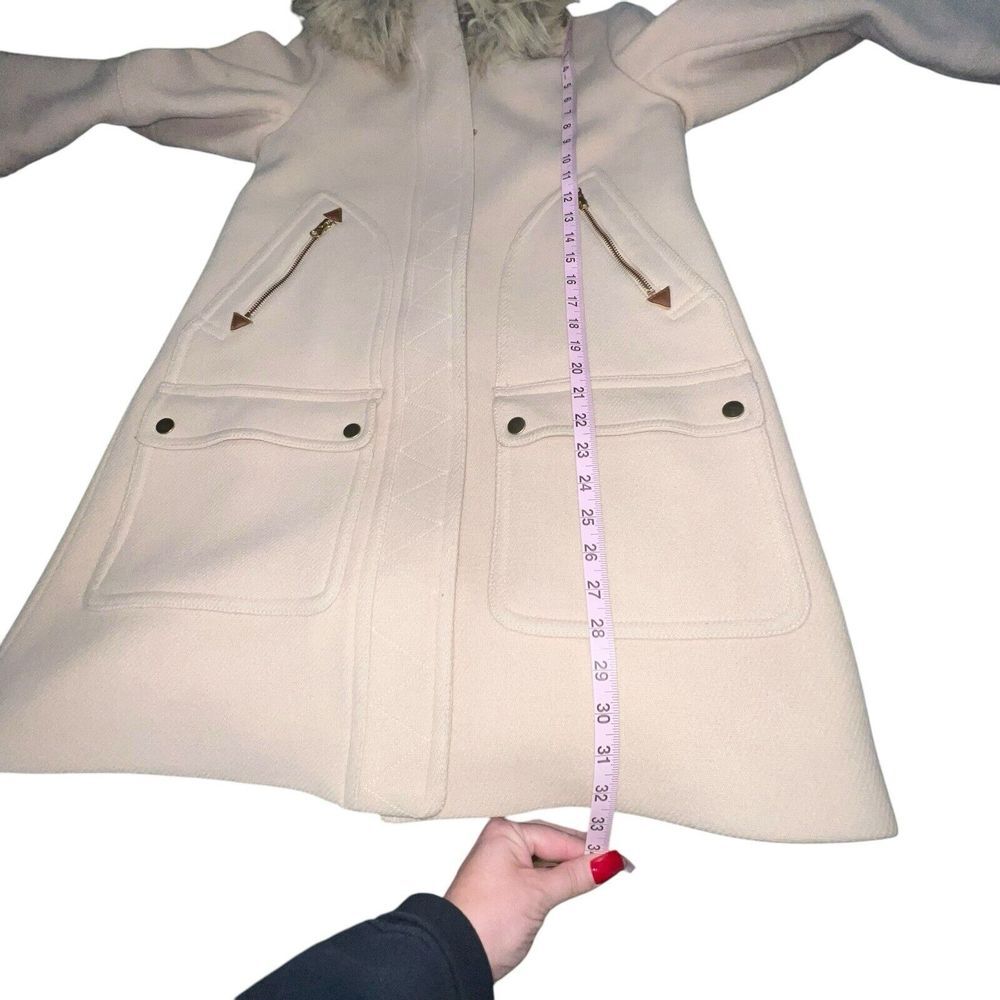 J. Crew Chateau Parka Italian Stadium Cloth Wool Coat Hooded Size 2T Tall‎ Beige - Picture 9 of 14